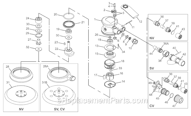 Page A Diagram and Parts List for CP7215SV 8941072152 Chicago Pneumatic Sander